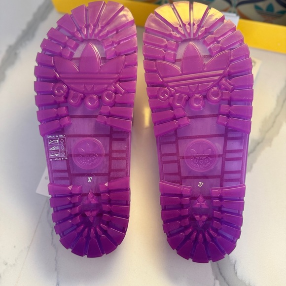 NWB Gucci Adidas x GG adilette purple transparent slides size 37 - Picture 6 of 9